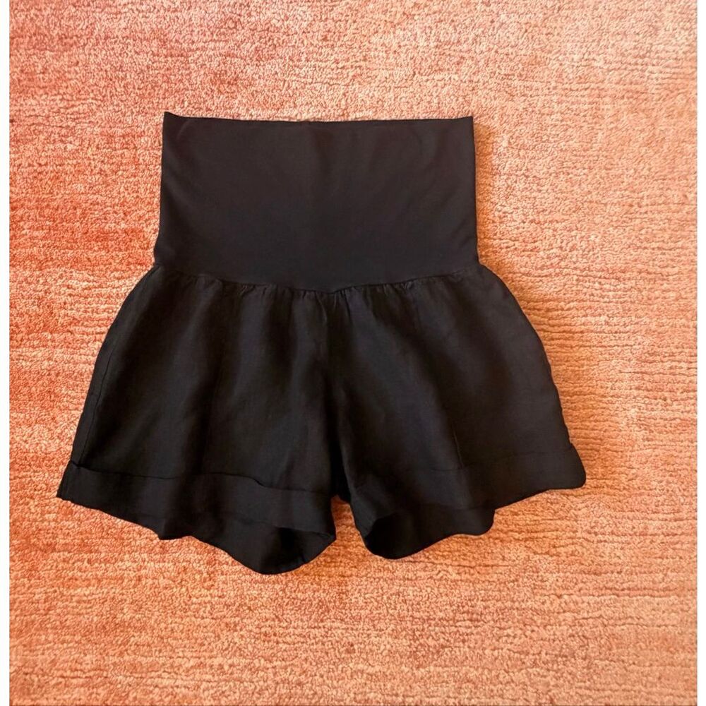 Fresh Laundry Linen Shorts XS Black High Waist Minimal made in USA
